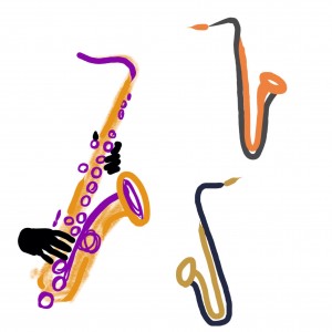 three saxophones