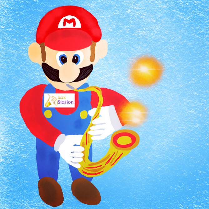 Mario Playing Saxophone! (Drawing)