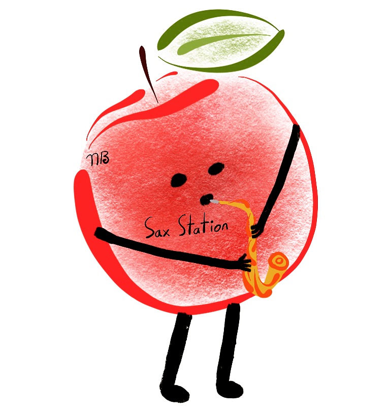 Apple Playing Saxophone